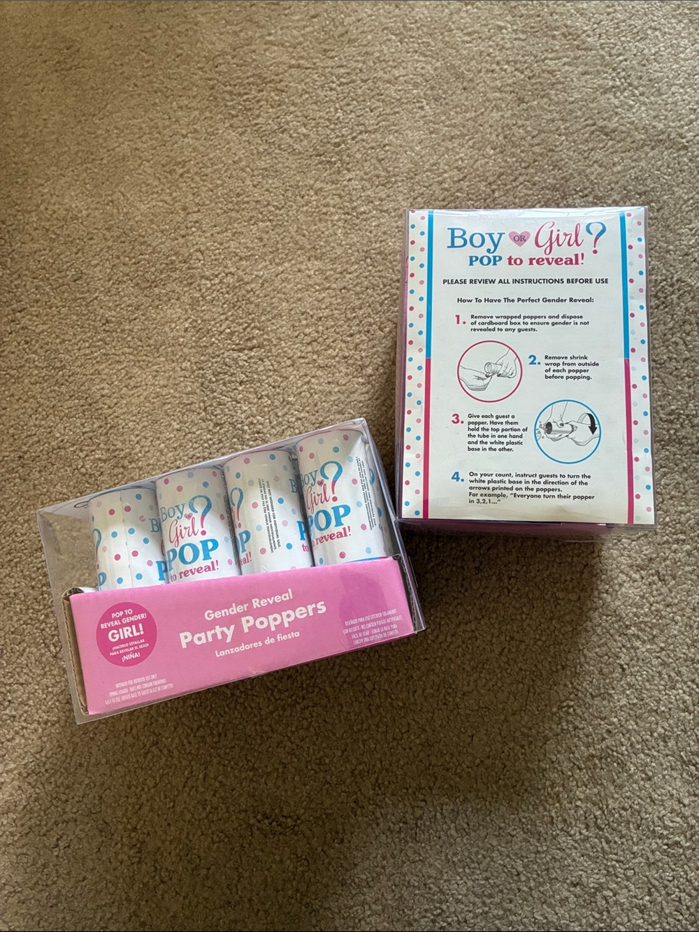 Amscan Outdoor Gender Reveal Party Poppers For Girl - Two Packages - Total Of 24